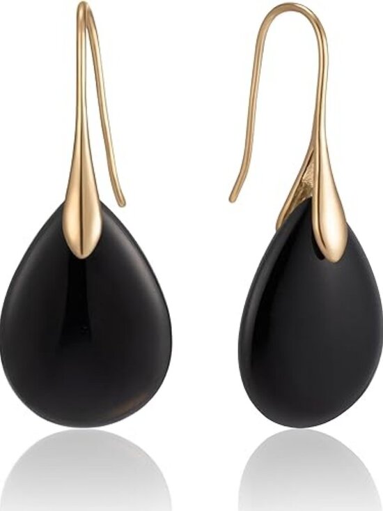 Jewelry - Grey Agate Teardrop Earrings | Natural Stone Drop Dangle Earrings